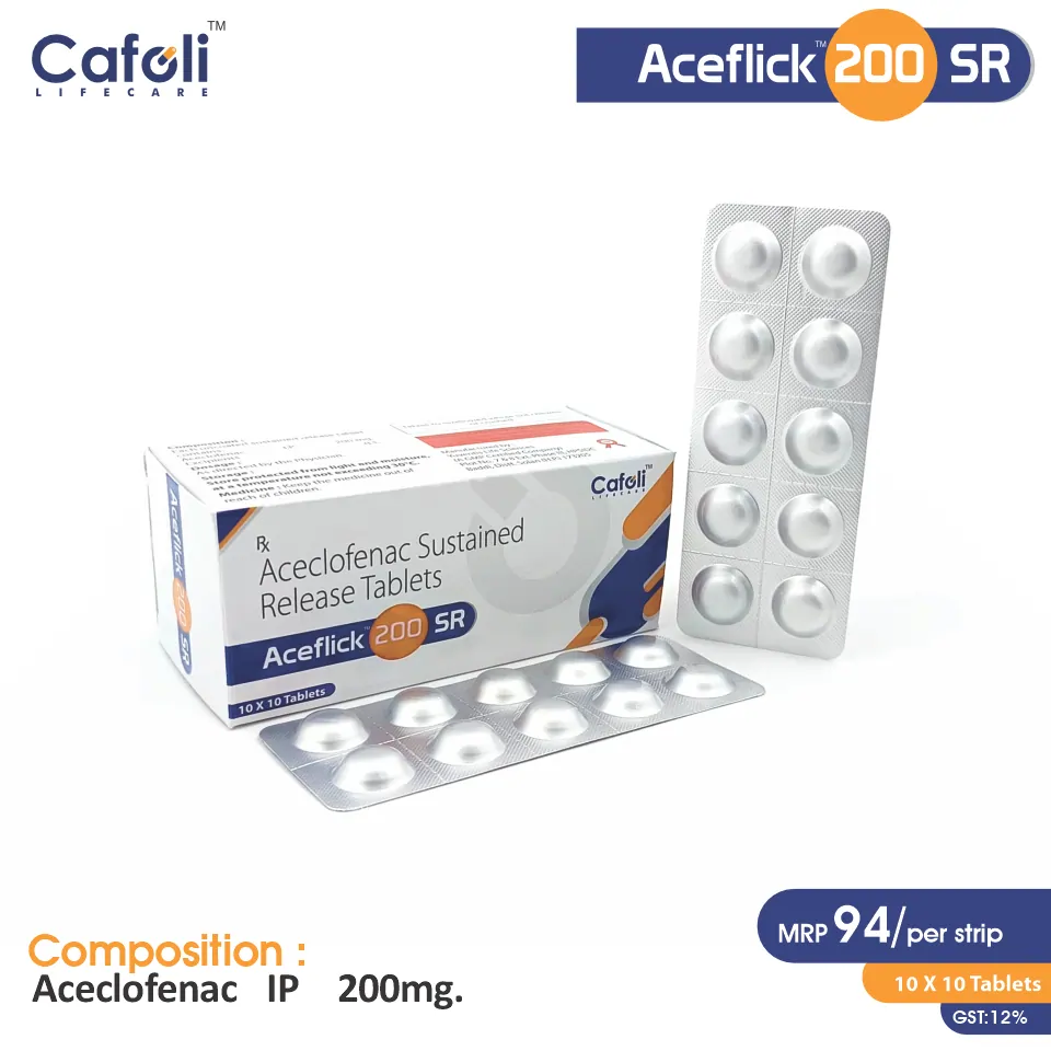 Aceclofenac 200mg SR Tablet at Best Price in PCD Pharma Franchise for Analgesic and NSAIDs, Anti-inflammatory